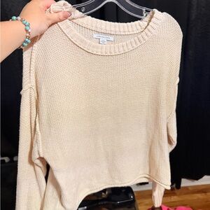 American Eagle Outfitters Women's Beige Crew Neck Sweater